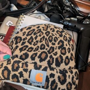 Carhartt Black and Tan Leopard Beanie